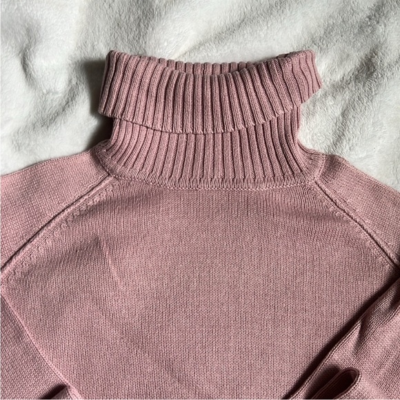 Women’s Size S Pink Turtleneck Sweater - 100% Cotton - Picture 2 of 5
